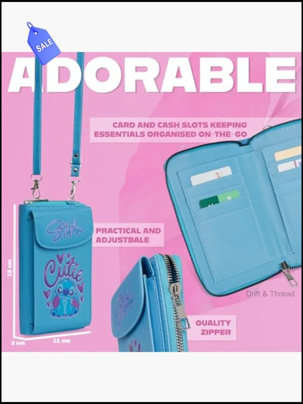 Disney Stitch Crossbody Phone Bag with Card Slots